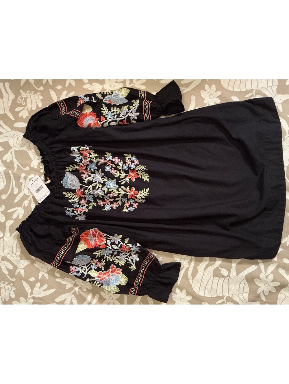 NWT Free People Fleur Du Jour Sz Small Black Embroidered Dress